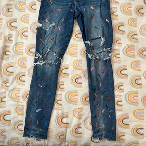 hand painted confetti jeans/ AE